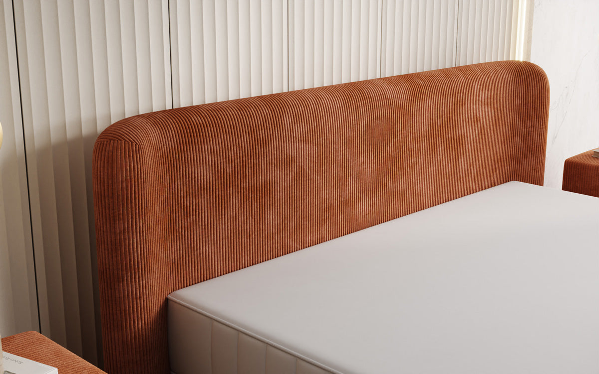 Designer upholstered bed Enna in Corduroy