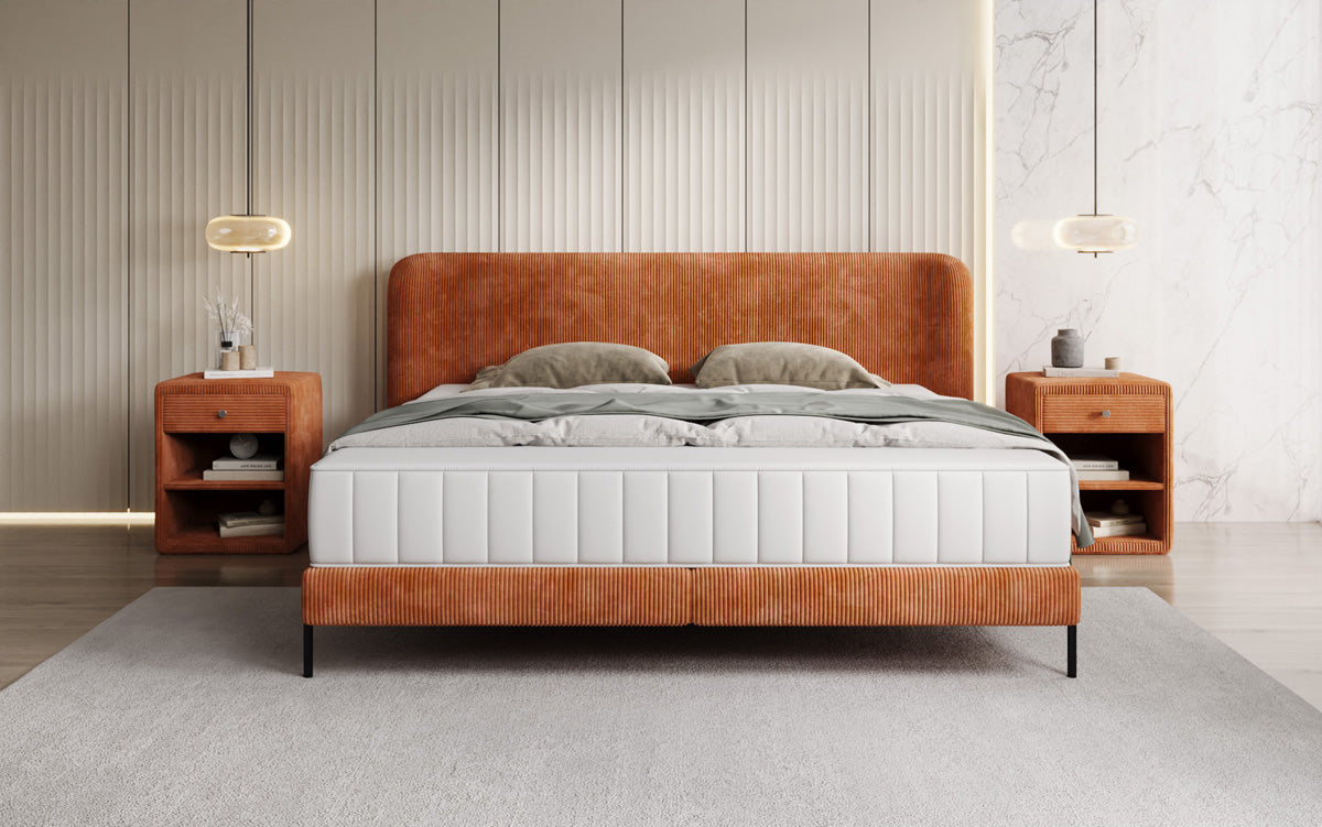 Designer upholstered bed Enna in Corduroy