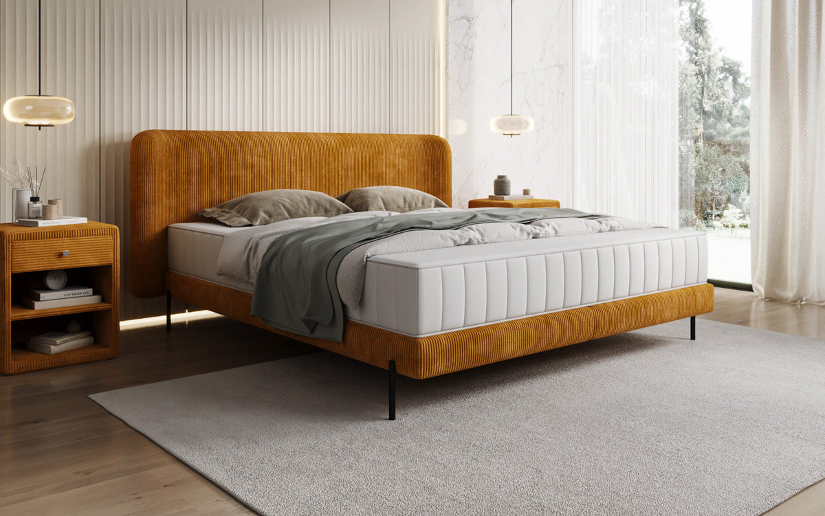 Designer upholstered bed Enna in Corduroy