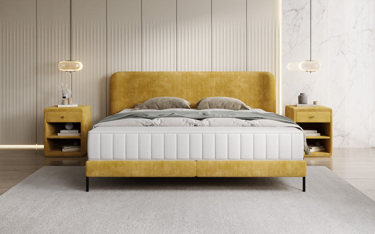 Designer upholstered bed Enna in Corduroy