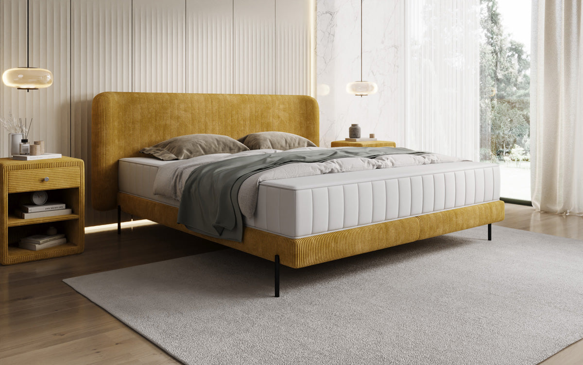 Designer upholstered bed Enna in Corduroy