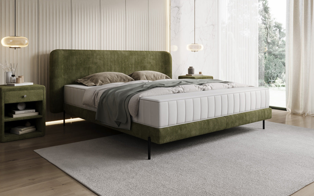 Designer upholstered bed Enna in Corduroy