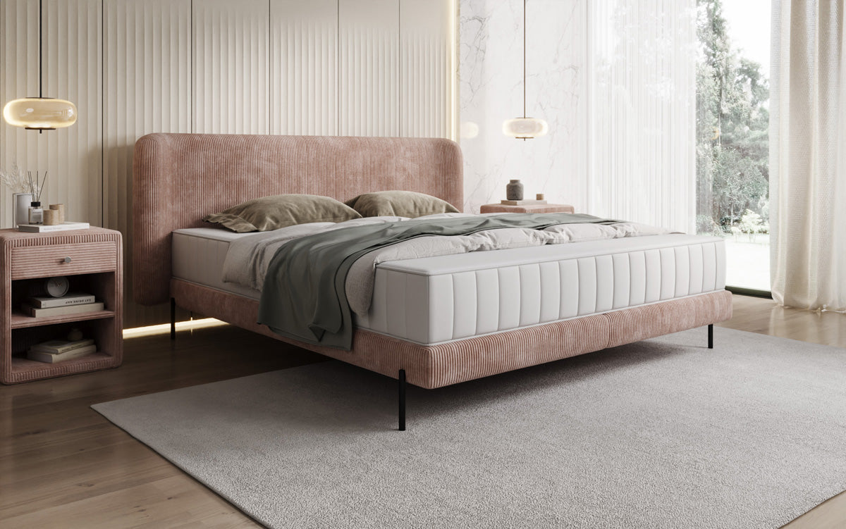 Designer upholstered bed Enna in Corduroy