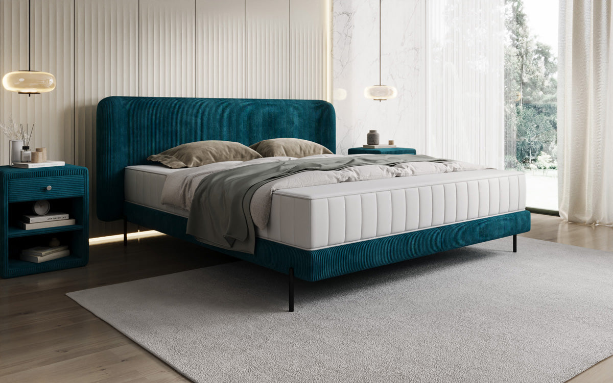 Designer upholstered bed Enna in Corduroy