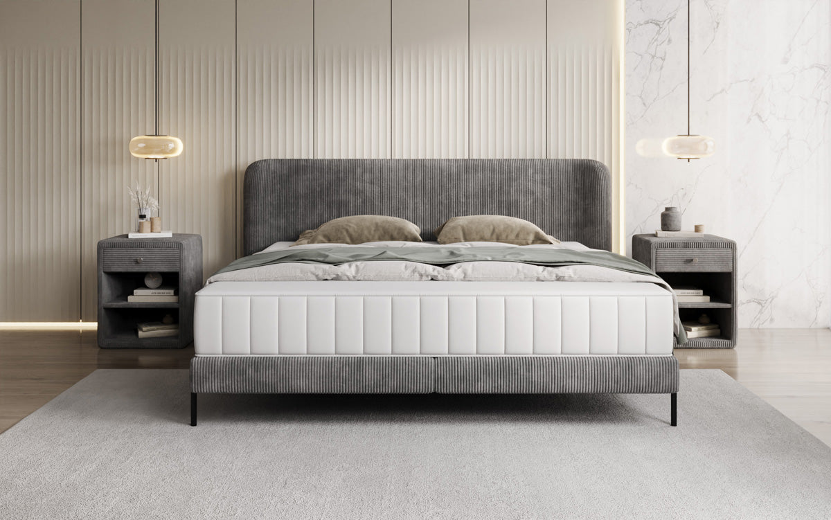 Designer upholstered bed Enna in Corduroy