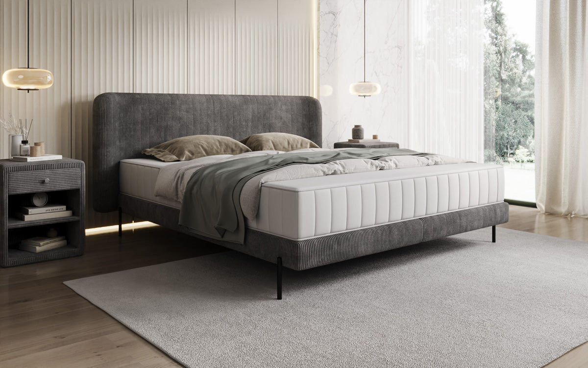 Designer upholstered bed Enna in Corduroy
