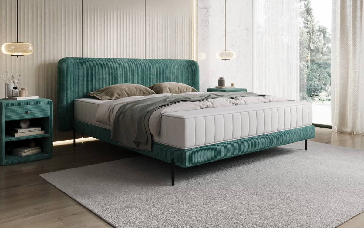 Designer upholstered bed Enna in Corduroy