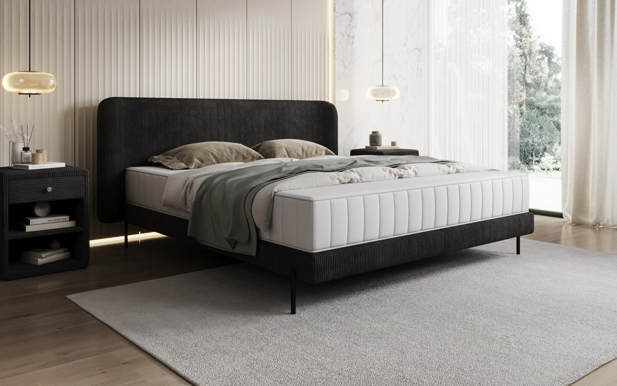 Designer upholstered bed Enna in Corduroy