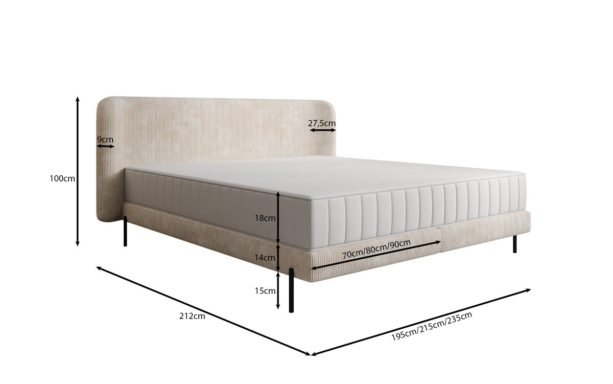 Designer upholstered bed Enna in Corduroy