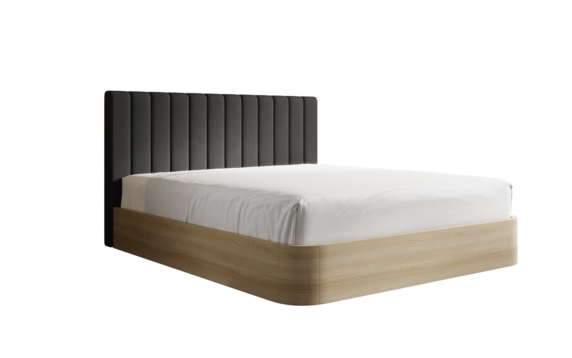Designer upholstered bed Fiore Linea in fabric with storage space