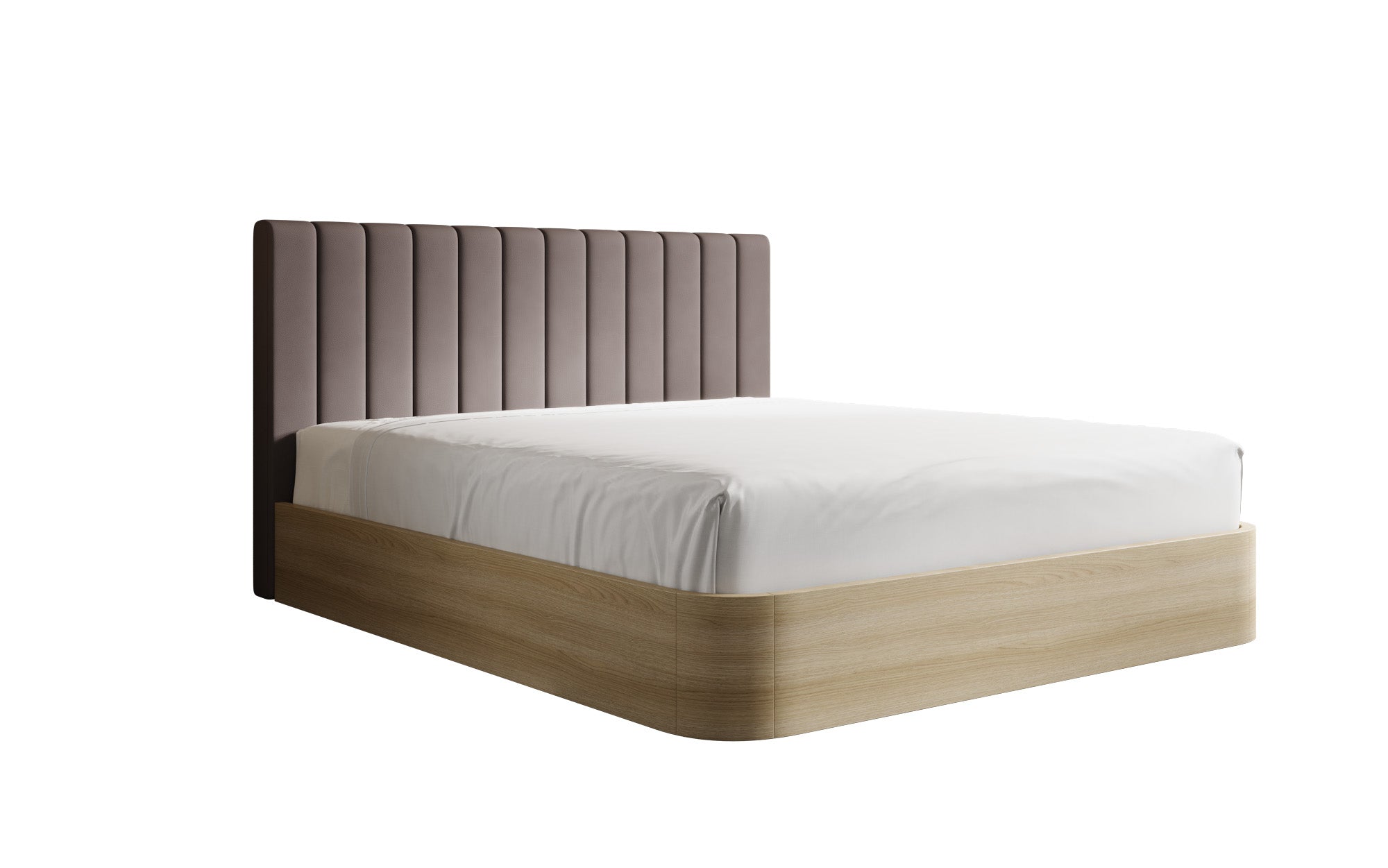 Designer upholstered bed Fiore Linea in fabric with storage space