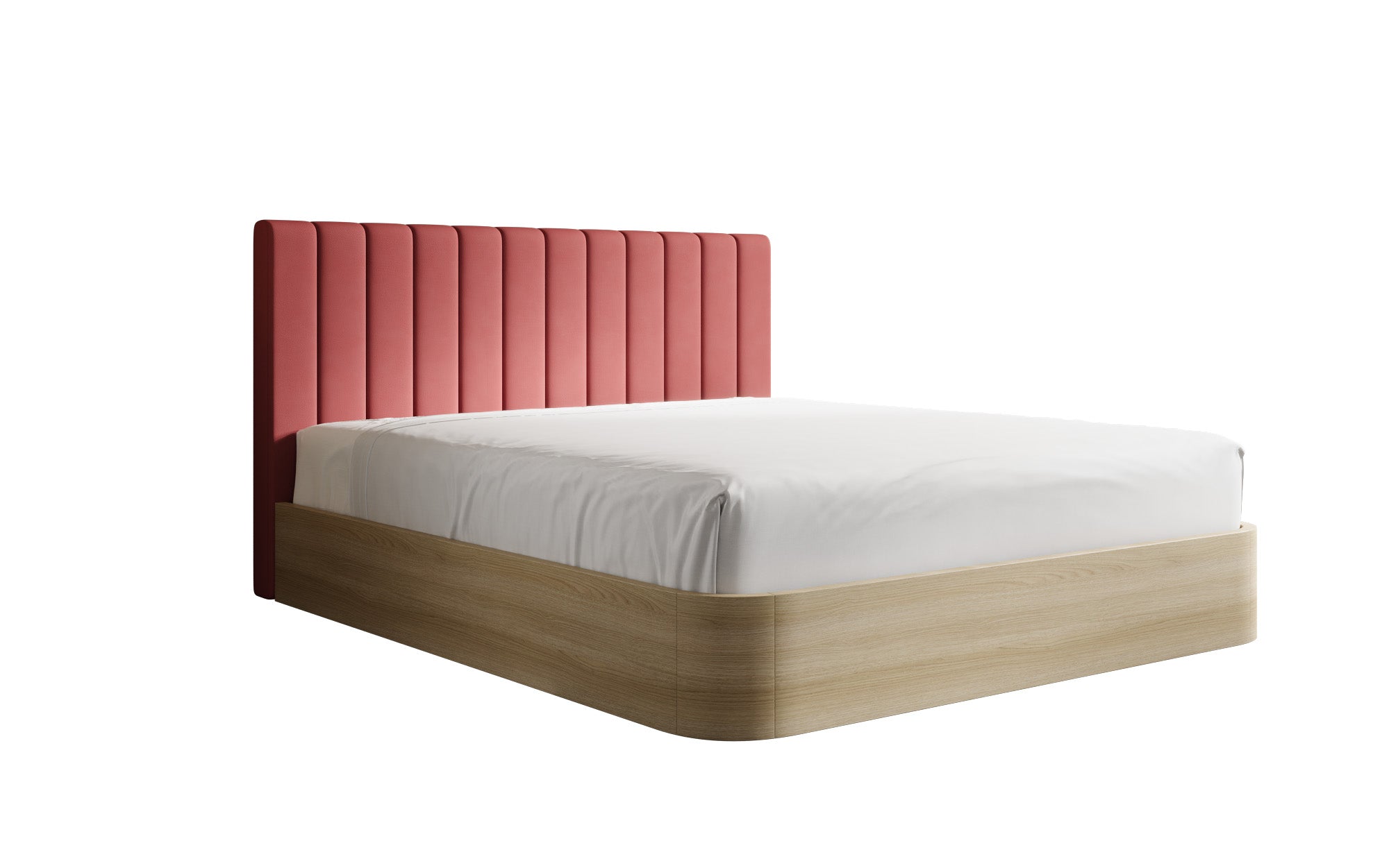 Designer upholstered bed Fiore Linea in fabric with storage space