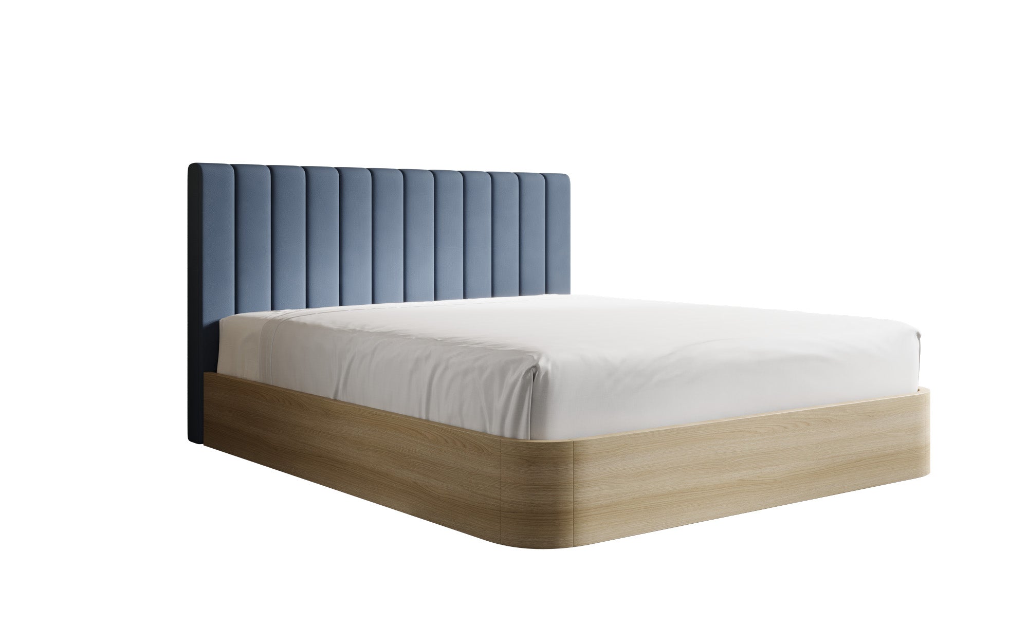 Designer upholstered bed Fiore Linea in fabric with storage space