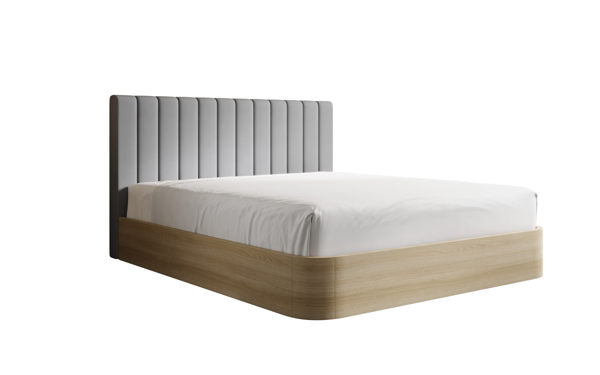Designer upholstered bed Fiore Linea in fabric with storage space