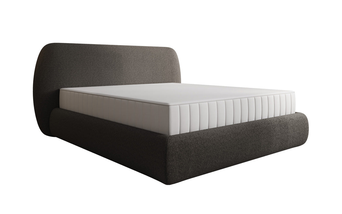 Designer upholstered bed Nella in teddy bouclé with storage space