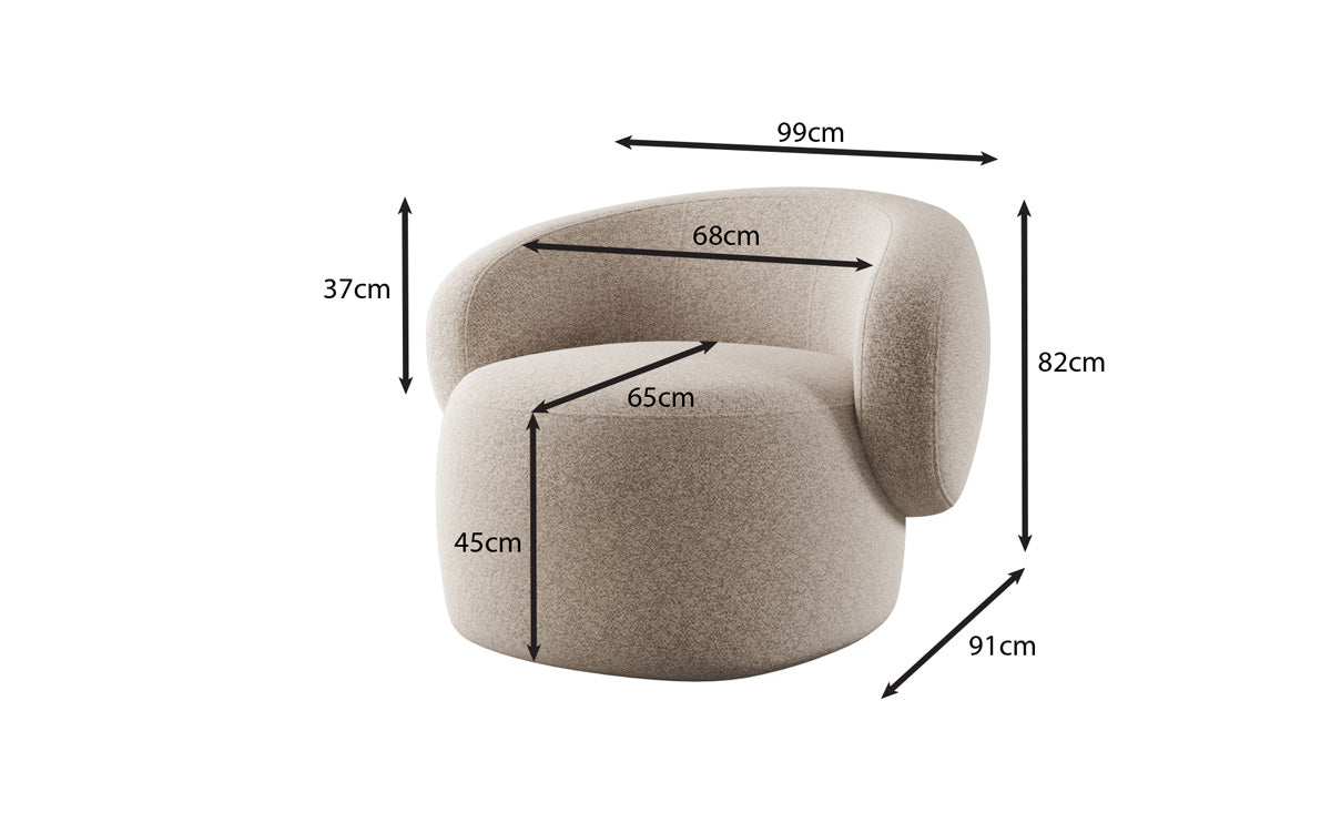 Designer Sofa-Sessel Kai in Strukturstoff - 360°-Drehfunktion