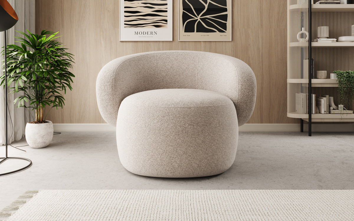 Designer Sofa-Sessel Kai in Strukturstoff - 360°-Drehfunktion