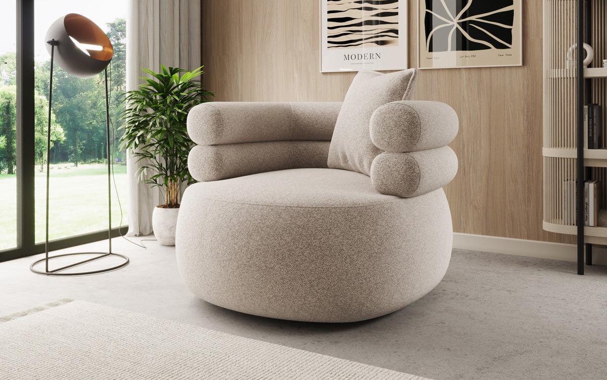 Designer Sofa-Sessel Lio in Strukturstoff - 360°-Drehfunktion