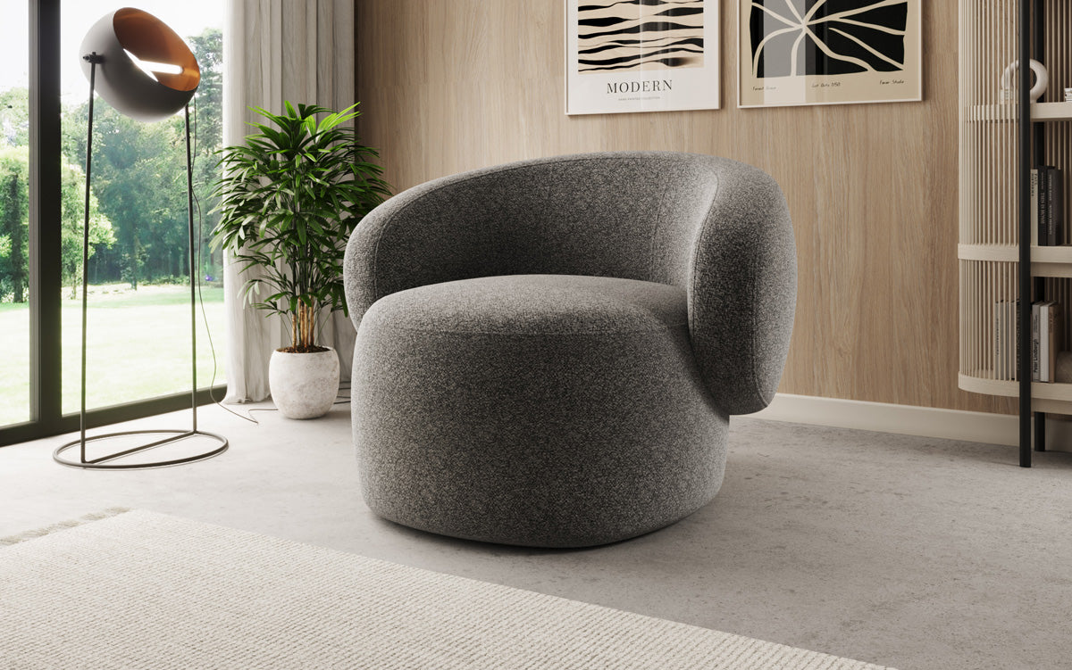 Designer Sofa-Sessel Kai in Strukturstoff - 360°-Drehfunktion