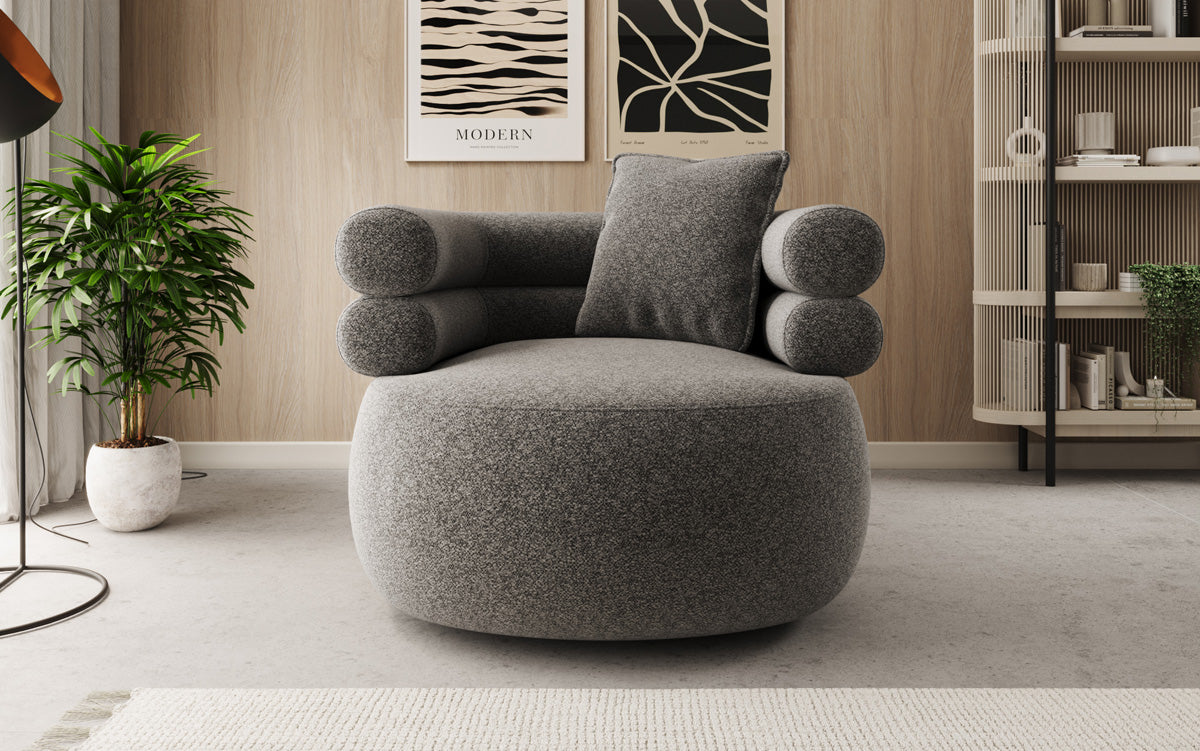 Designer Sofa-Sessel Lio in Strukturstoff - 360°-Drehfunktion