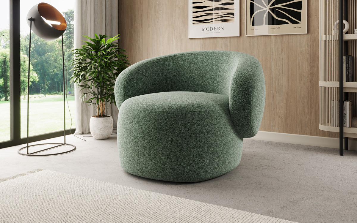 Designer Sofa-Sessel Kai in Strukturstoff - 360°-Drehfunktion