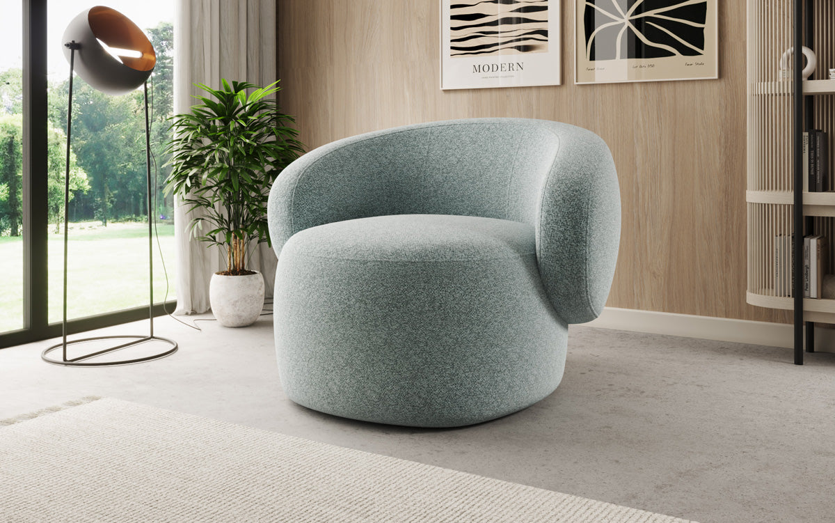 Designer Sofa-Sessel Kai in Strukturstoff - 360°-Drehfunktion