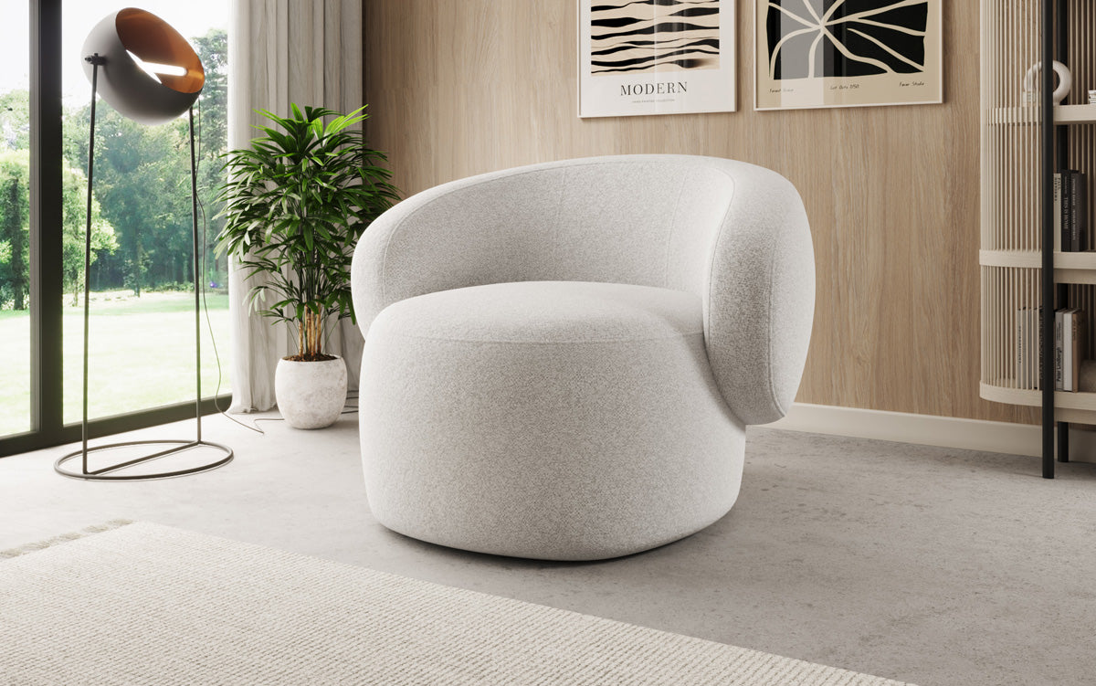 Designer Sofa-Sessel Kai in Strukturstoff - 360°-Drehfunktion