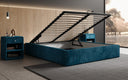 Designer upholstered bed base with storage without headboard in Corduroy