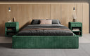 Designer upholstered bed base with storage without headboard in Corduroy
