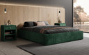 Designer upholstered bed base with storage without headboard in Corduroy