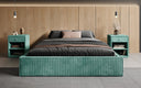 Designer upholstered bed base with storage without headboard in Corduroy
