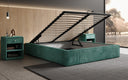 Designer upholstered bed base with storage without headboard in Corduroy