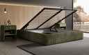 Designer upholstered bed base with storage without headboard in Corduroy