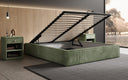 Designer upholstered bed base with storage without headboard in Corduroy