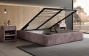 Designer upholstered bed base with storage without headboard in Corduroy