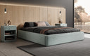 Designer Polsterbett Base mit Stauraum ohne Headboard in Strukturstoff