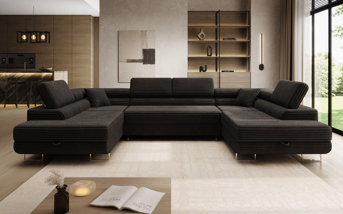 Designer Sofa Vigo mit Schlaf - und Klappfunktion in Cord