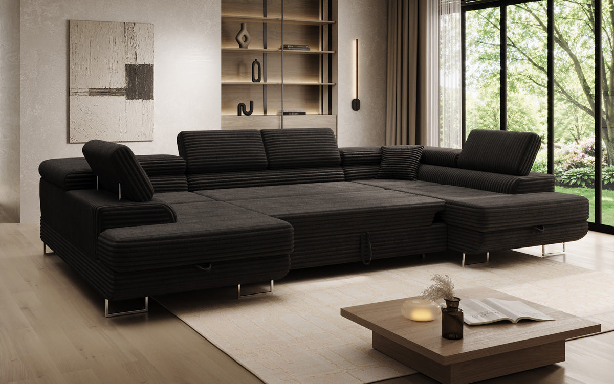 Designer Sofa Vigo mit Schlaf - und Klappfunktion in Cord