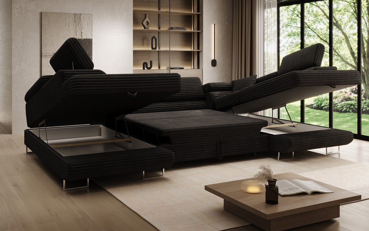 Designer Sofa Vigo mit Schlaf - und Klappfunktion in Cord
