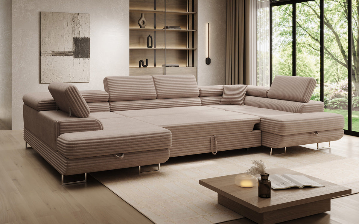 Designer Sofa Vigo mit Schlaf - und Klappfunktion in Cord