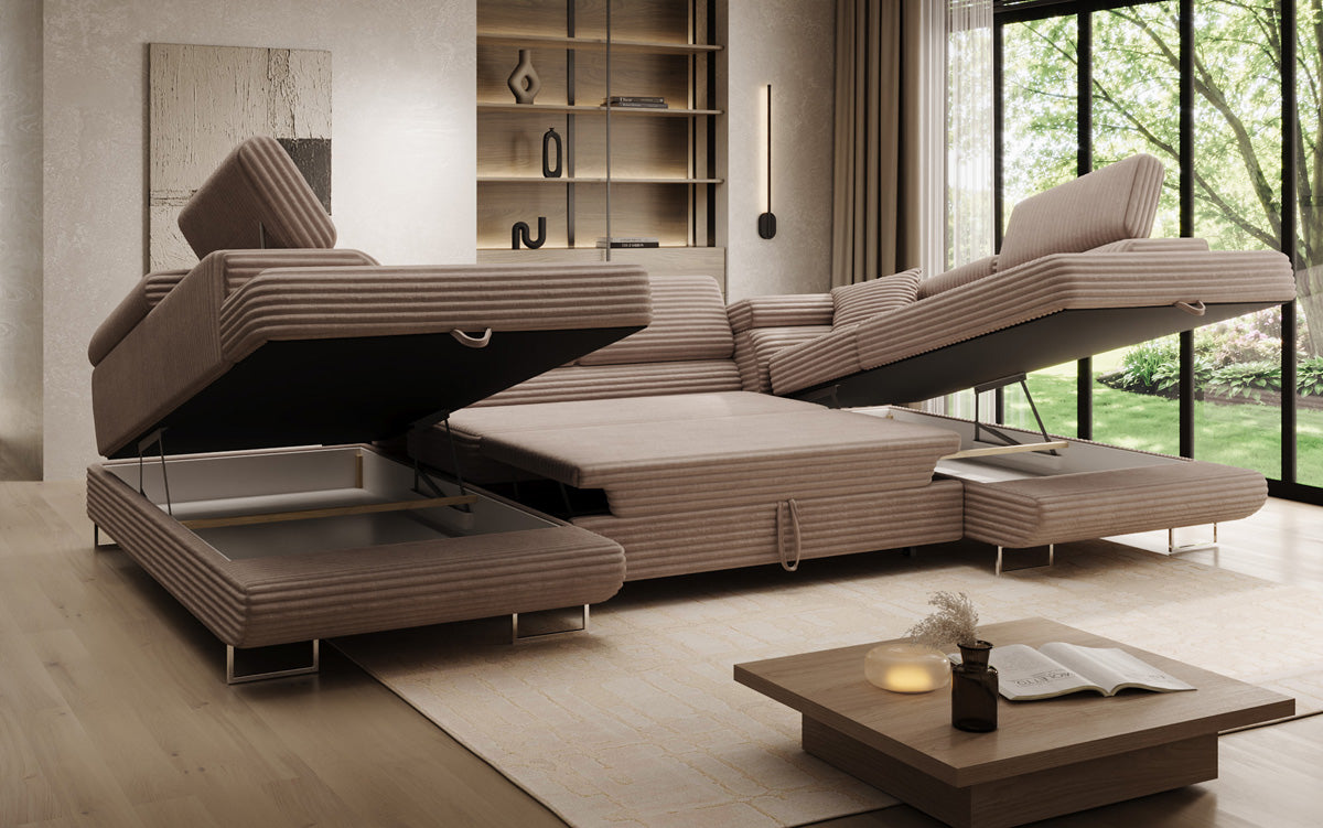 Designer Sofa Vigo mit Schlaf - und Klappfunktion in Cord
