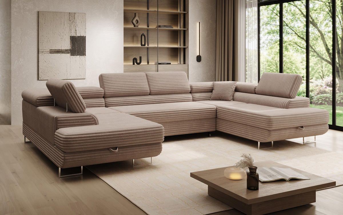 Designer Sofa Vigo mit Schlaf - und Klappfunktion in Cord