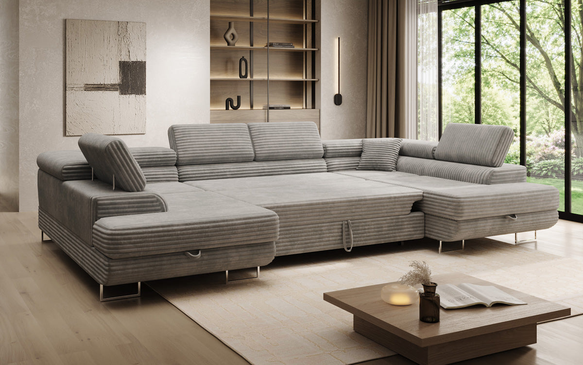 Designer Sofa Vigo mit Schlaf - und Klappfunktion in Cord