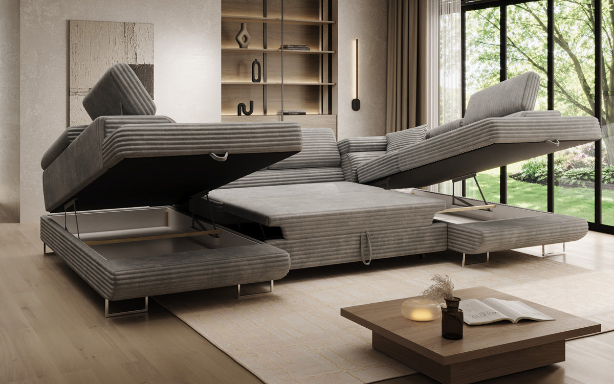Designer Sofa Vigo mit Schlaf - und Klappfunktion in Cord