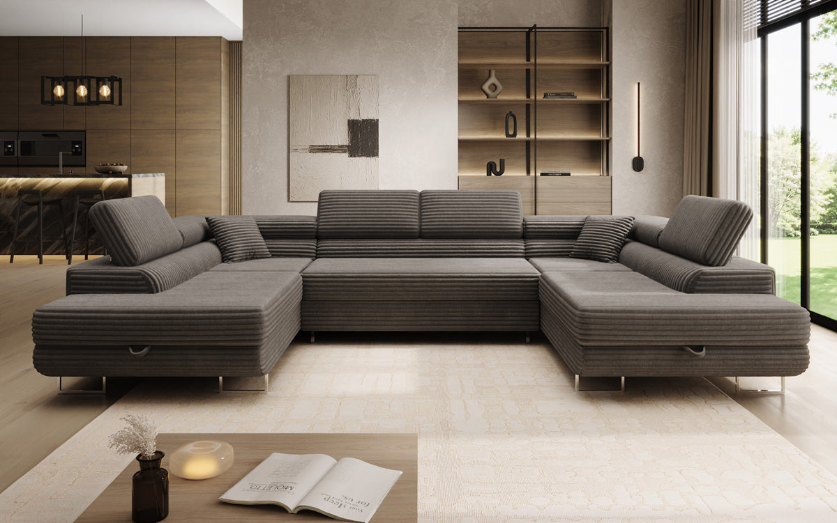 Designer Sofa Vigo mit Schlaf - und Klappfunktion in Cord