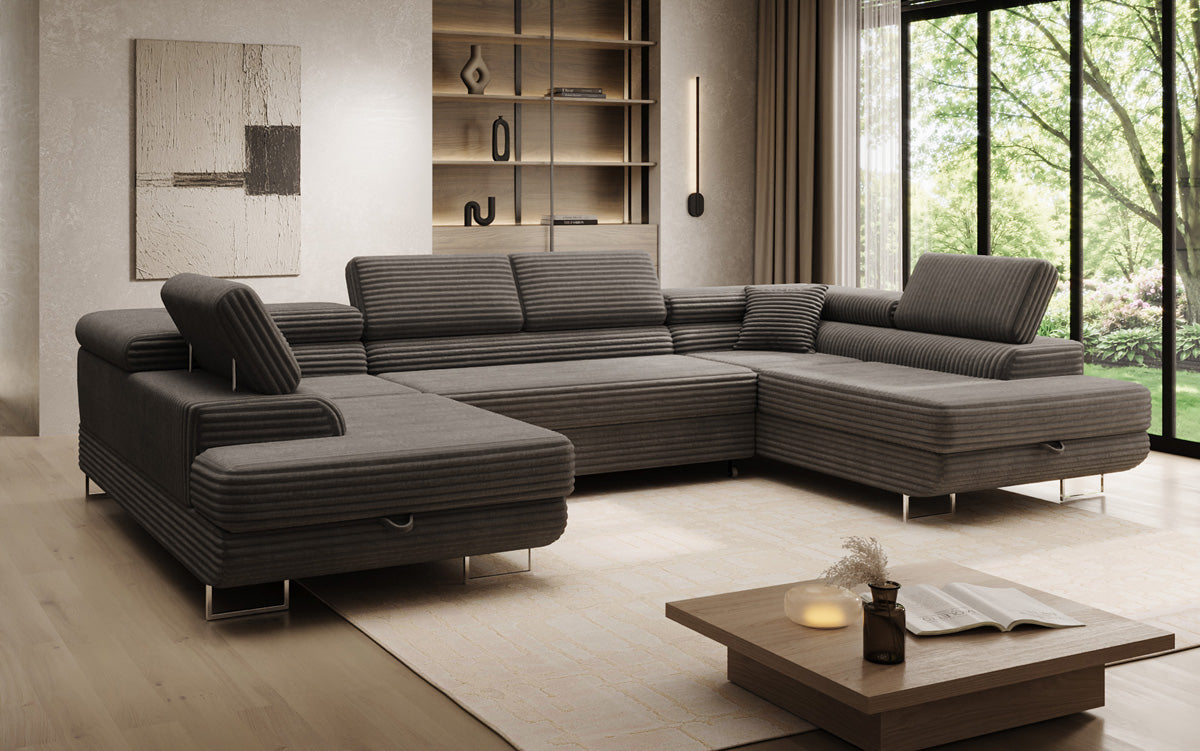 Designer Sofa Vigo mit Schlaf - und Klappfunktion in Cord