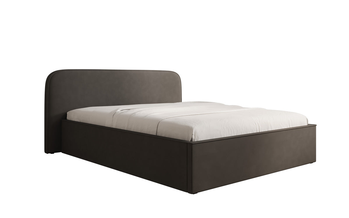 Designer upholstered bed Nola in fabric with storage space