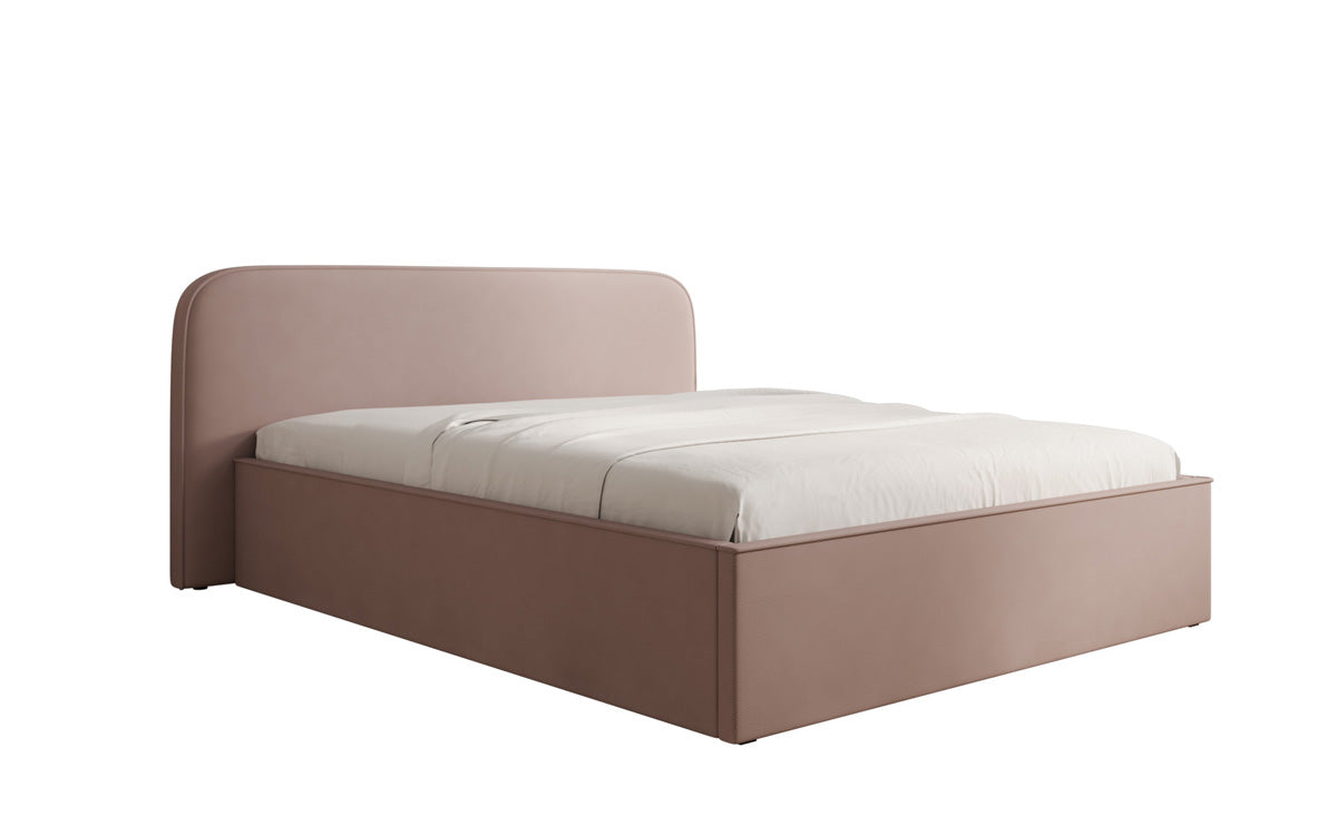 Designer upholstered bed Nola in fabric with storage space