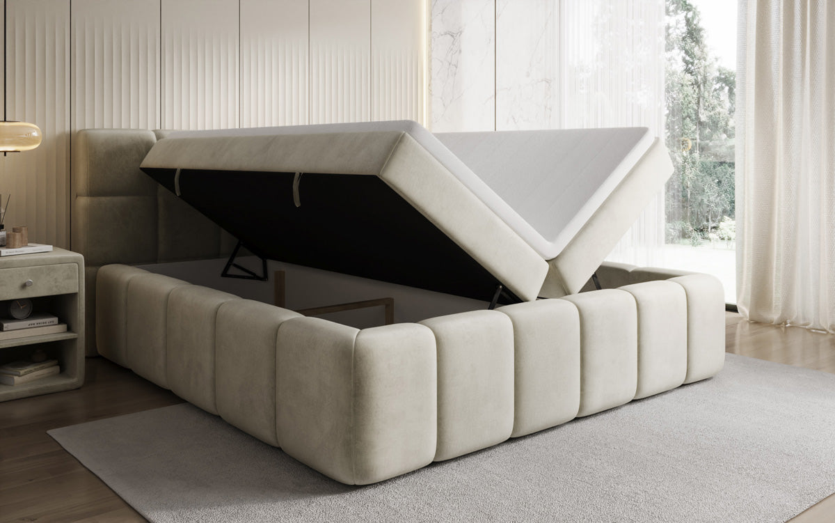 Bombo box spring bed with storage in velvet