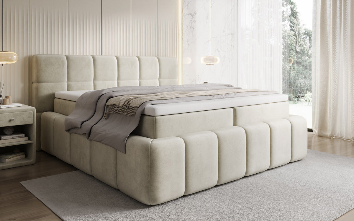 Bombo box spring bed with storage in velvet